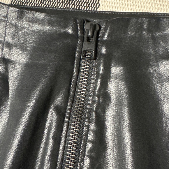 All Saints great shape Metal Pencil black coated denim zipper back midi Skirt - Picture 5 of 7